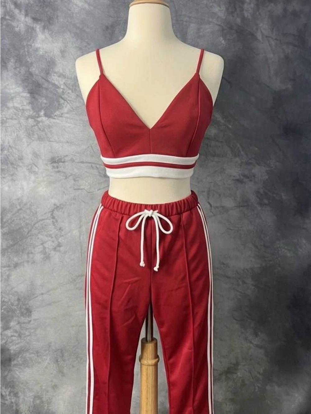 Red Two-Piece Sports Set with White Trim